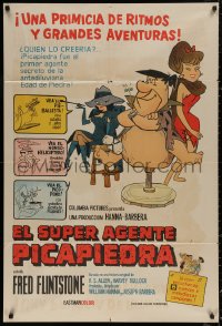 7j0240 MAN CALLED FLINTSTONE Argentinean 1966 Hanna-Barbera, great cartoon spy spoof artwork!