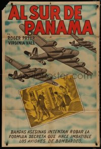 7j0279 SOUTH OF PANAMA Argentinean 1941 different art of planes flying through clouds, rare!
