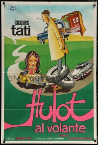 7j0297 TRAFFIC Argentinean 1971 great different wacky art of Jacques Tati as Mr. Hulot!