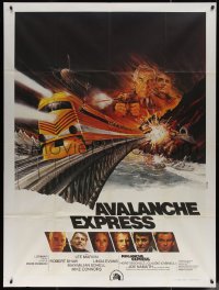 7j1185 AVALANCHE EXPRESS French 1p 1979 Lee Marvin, Robert Shaw, cool train art by Ferracci!