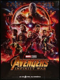 7j1187 AVENGERS: INFINITY WAR advance French 1p 2018 Robert Downey Jr., Marvel Comics cast montage!