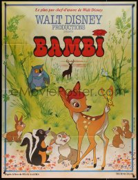 7j1190 BAMBI French 1p R1970s Walt Disney cartoon deer classic, great art with Thumper & Flower!