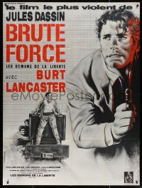 7j1219 BRUTE FORCE French 1p R1970s different art of tough Burt Lancaster by Roger Boumendil!