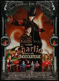 7j1236 CHARLIE & THE CHOCOLATE FACTORY French 1p 2005 Tim Burton, Johnny Depp as Willy Wonka!