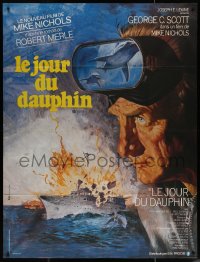 7j1252 DAY OF THE DOLPHIN French 1p 1974 cool Labret art of George C. Scott, Mike Nichols, rare!