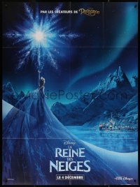 7j1286 FROZEN advance French 1p 2013 great image of Elsa performing magic at night, Disney!