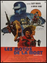 7j1307 GREAT RIDE French 1p 1979 cool artwork of motocross motorcycle gang & sexy woman!