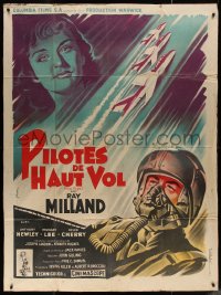 7j1323 HIGH FLIGHT French 1p R1960s different Grinsson art of Ray Milland & military fighter jets!