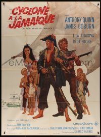 7j1325 HIGH WIND IN JAMAICA French 1p 1965 Terpning art of pirates Anthony Quinn & James Coburn!