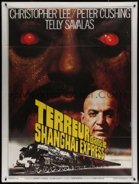 7j1334 HORROR EXPRESS French 1p 1975 different image of creepy Christopher Lee & Telly Savalas!