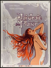 7j1353 J'AI DROIT AU PLAISIR French 1p 1977 G. Ferro art of sexy naked Laure Cottereau, rare!