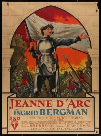 7j1361 JOAN OF ARC French 1p 1949 different art of Ingrid Bergman in armor by Bernard Lancy, rare!