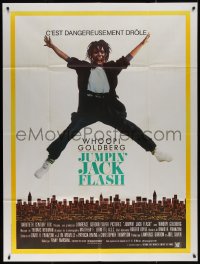 7j1363 JUMPIN' JACK FLASH French 1p 1986 great wacky image of Whoopi Goldberg in mid air!