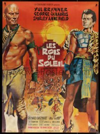 7j1366 KINGS OF THE SUN French 1p 1964 different art of Yul Brynner & George Chakiris, very rare!
