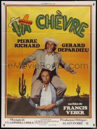7j1370 LA CHEVRE style A French 1p 1981 wacky image of Gerard Depardieu & Pierre Richard in desert!