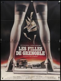 7j1383 LES FILLES DE GRENOBLE French 1p 1981 cool Landi art of sexy woman's legs & falling money!