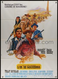 7j1399 MacKENNA'S GOLD French 1p 1969 art of Gregory Peck, Sharif, Savalas & Newmar by Terpning!