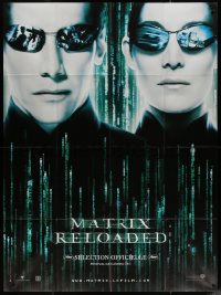 7j1408 MATRIX RELOADED French 1p 2003 c/u of Keanu Reeves & Carrie-Anne Moss, Wachowski sequel!
