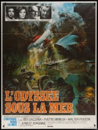 7j1419 NEPTUNE FACTOR French 1p 1973 great sci-fi art of giant fish & sea monster by John Berkey!