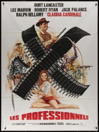 7j1444 PROFESSIONALS French 1p R1970s art of Lancaster, Lee Marvin & sexy Claudia Cardinale!