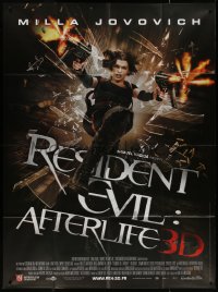 7j1459 RESIDENT EVIL: AFTERLIFE French 1p 2010 cool image of Milla Jovovich with guns blazing, 3D!