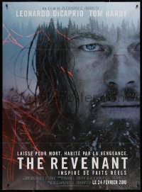 7j1461 REVENANT advance French 1p 2016 super close up of bearded Best Actor winner Leonardo DiCaprio!