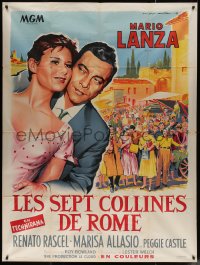 7j1478 SEVEN HILLS OF ROME French 1p 1958 Roger Soubie art of Mario Lanza & beautiful Marisa Allasio