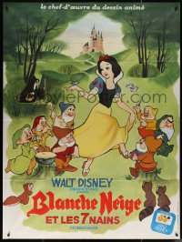 7j1488 SNOW WHITE & THE SEVEN DWARFS French 1p R1973 Disney cartoon fantasy classic, great image!
