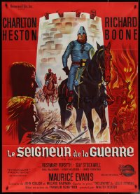 7j1530 WAR LORD French 1p 1966 different art of Charlton Heston on horseback by Guy Gerard Noel!