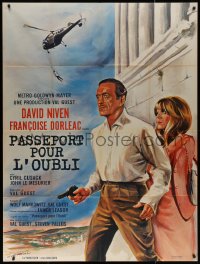 7j1535 WHERE THE SPIES ARE French 1p 1965 art of English secret agent David Niven by Charles Rau!
