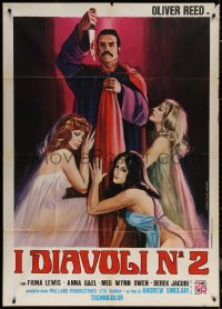 7j0333 BLUE BLOOD Italian 1p 1975 Piovano art of Oliver Reed surrounded by sexy witches!