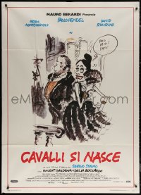7j0345 CAVALLI SI NASCE Italian 1p 1989 cartoon art of Paolo Hendel & Piertra Montecorvino, rare!