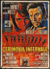 7j0346 CEREMONY Italian 1p 1964 Colizzi art of Laurence Harvey, Sarah Miles & firing squad!