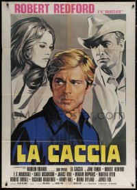7j0347 CHASE Italian 1p R1970s different art of Robert Redford between Marlon Brando & Jane Fonda!