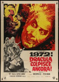 7j0369 DRACULA A.D. 1972 Italian 1p 1972 Hammer, vampire Christopher Lee, Caroline Munro, Casaro art!