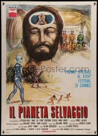 7j0377 FANTASTIC PLANET Italian 1p 1974 sci-fi cartoon, Cannes winner, different surreal art!