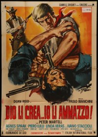 7j0388 GOD MADE THEM... I KILL THEM Italian 1p 1968 Sandro Symeoni spaghetti western art!