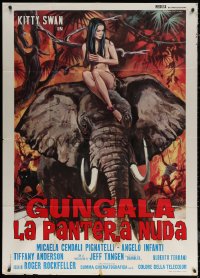 7j0393 GUNGALA THE BLACK PANTHER GIRL Italian 1p 1968 Gasparri art of sexy Kitty Swan on elephant!
