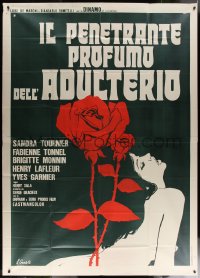 7j0854 HARD SCHUSS Italian 2p 1976 Luca Crovato art of naked French woman & rose, very rare!
