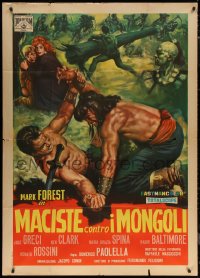 7j0397 HERCULES AGAINST THE MONGOLS Italian 1p 1963 art of strongman Mark Forest as Maciste!