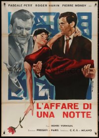7j0406 IT HAPPENED ALL NIGHT Italian 1p 1960 Henri Verneuil's L'Affaire d'une nuit, art by Donelli!