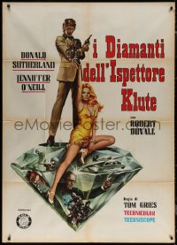 7j0416 LADY ICE Italian 1p 1974 art of Jennifer O'Neill & Donald Sutherland on huge diamond, rare!