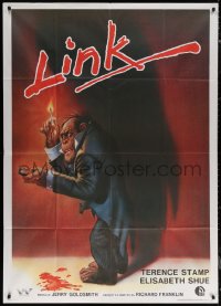 7j0422 LINK Italian 1p 1989 creepy art of ape wearing suit & holding burning match, rare!