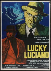 7j0426 LUCKY LUCIANO export Italian 1p 1973 cool image of Gian Maria Volonte & Rod Steiger!