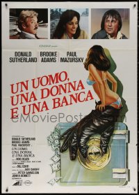 7j0432 MAN, A WOMAN & A BANK Italian 1p 1979 best art of sexy near-naked woman & safe with cash!