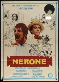 7j0442 NERONE Italian 1p 1977 Pippo Franco, Maria Grazia Bucella, wacky cartoon art, rare!