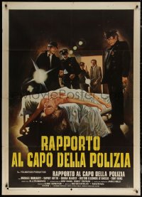 7j0466 REPORT TO THE COMMISSIONER Italian 1p 1975 art of naked dead woman at crime scene, rare!
