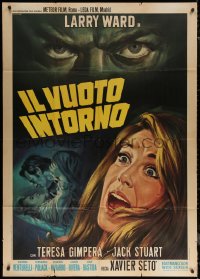 7j0483 SHADOW OF DEATH Italian 1p 1969 close up art of terrified girl by Renato Casaro!