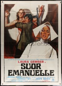 7j0912 SISTER EMANUELLE Italian 2p 1978 art of Laura Gemser as a nun trying to be good, rare!
