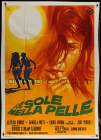 7j0494 SUN ON THE SKIN Italian 1p 1971 Il sole nella pelle, sexy Ornella Muti, great Casaro art!